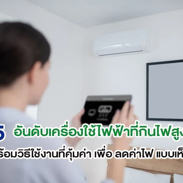 5 อันดับเครื่องใช้ไฟฟ้าที่กินไฟสูงสุด พร้อมวิธีใช้งานที่คุ้มค่า เพื่อ ลดค่าไฟ แบบเห็นผล
